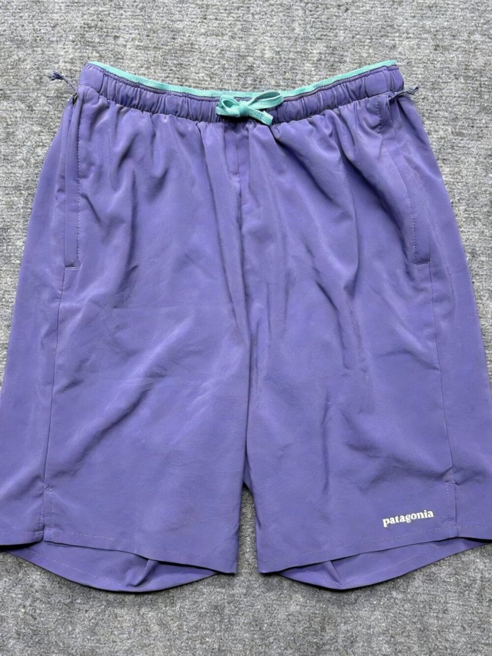 Patagonia Multi Trails Shorts Mens Small 8" Lavender Lined 57602 Teal Trim